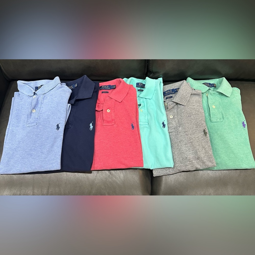 Six (6) Ralph Lauren polo shirts classic fit size small